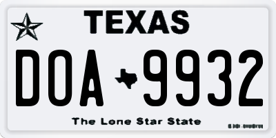 TX license plate DOA9932