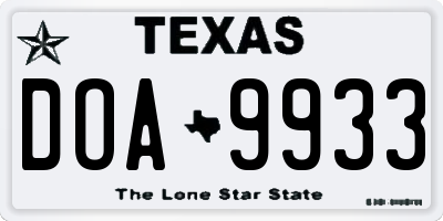 TX license plate DOA9933