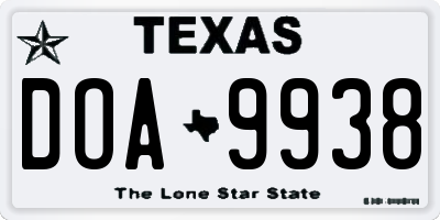 TX license plate DOA9938