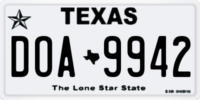 TX license plate DOA9942