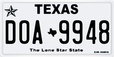 TX license plate DOA9948
