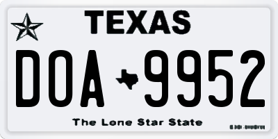 TX license plate DOA9952