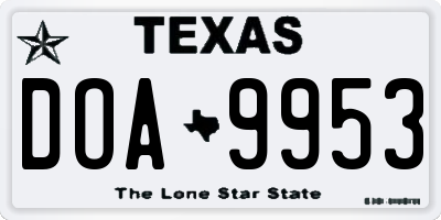 TX license plate DOA9953