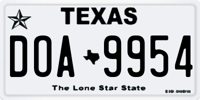 TX license plate DOA9954