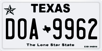 TX license plate DOA9962