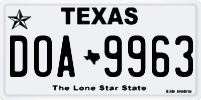 TX license plate DOA9963