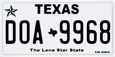 TX license plate DOA9968
