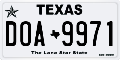 TX license plate DOA9971