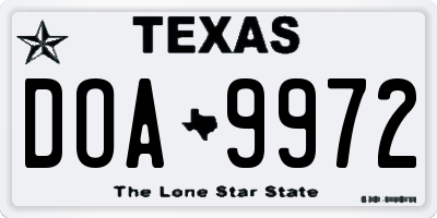 TX license plate DOA9972