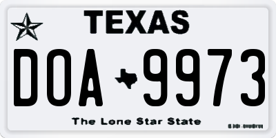 TX license plate DOA9973