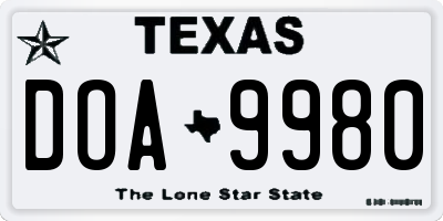 TX license plate DOA9980
