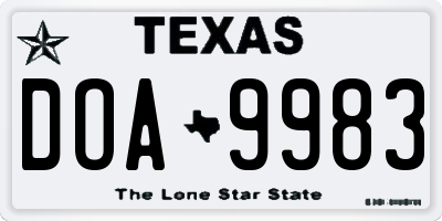 TX license plate DOA9983