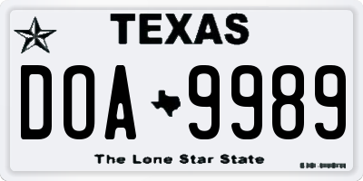 TX license plate DOA9989