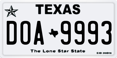 TX license plate DOA9993