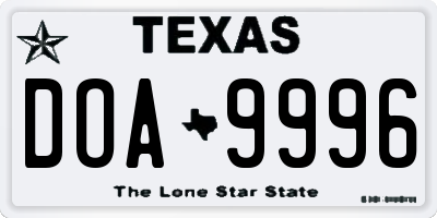 TX license plate DOA9996