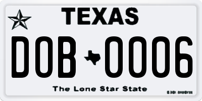 TX license plate DOB0006