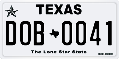 TX license plate DOB0041