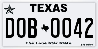 TX license plate DOB0042