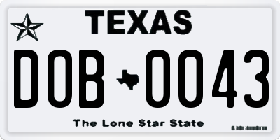 TX license plate DOB0043