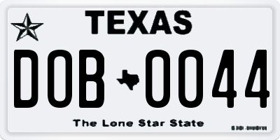 TX license plate DOB0044
