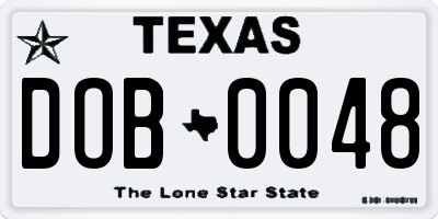 TX license plate DOB0048