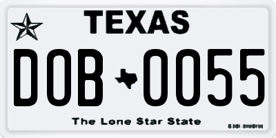 TX license plate DOB0055