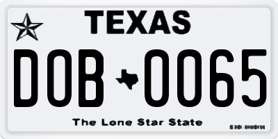 TX license plate DOB0065