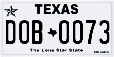 TX license plate DOB0073
