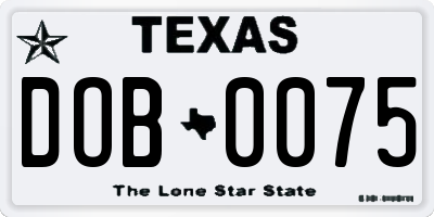 TX license plate DOB0075