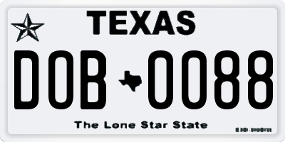 TX license plate DOB0088