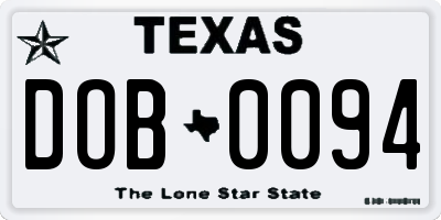 TX license plate DOB0094