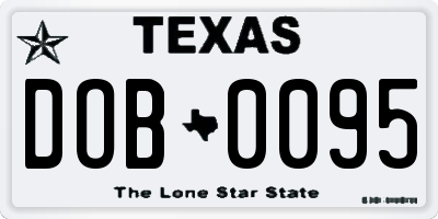 TX license plate DOB0095