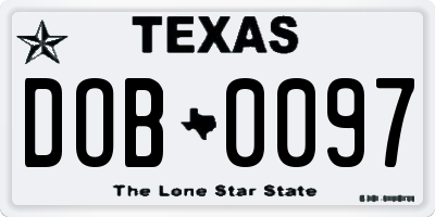 TX license plate DOB0097