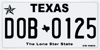 TX license plate DOB0125
