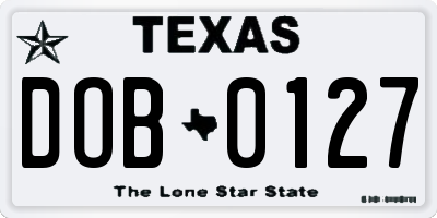 TX license plate DOB0127
