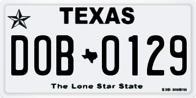 TX license plate DOB0129