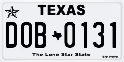 TX license plate DOB0131