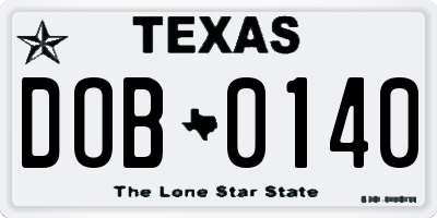 TX license plate DOB0140