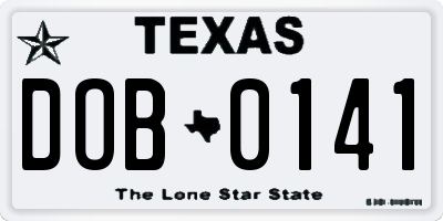 TX license plate DOB0141