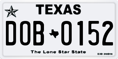 TX license plate DOB0152