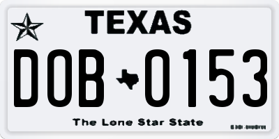 TX license plate DOB0153
