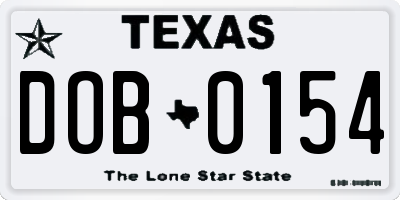 TX license plate DOB0154