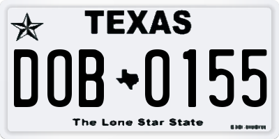 TX license plate DOB0155