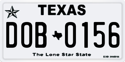 TX license plate DOB0156
