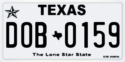 TX license plate DOB0159
