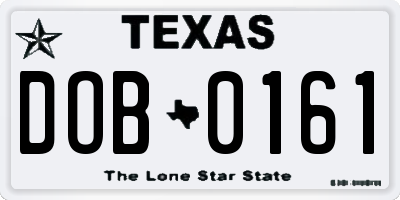 TX license plate DOB0161