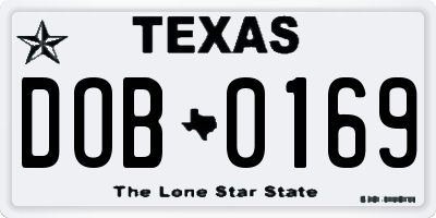 TX license plate DOB0169
