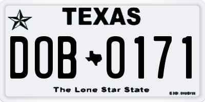TX license plate DOB0171