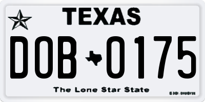 TX license plate DOB0175