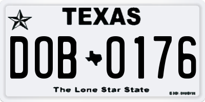 TX license plate DOB0176
